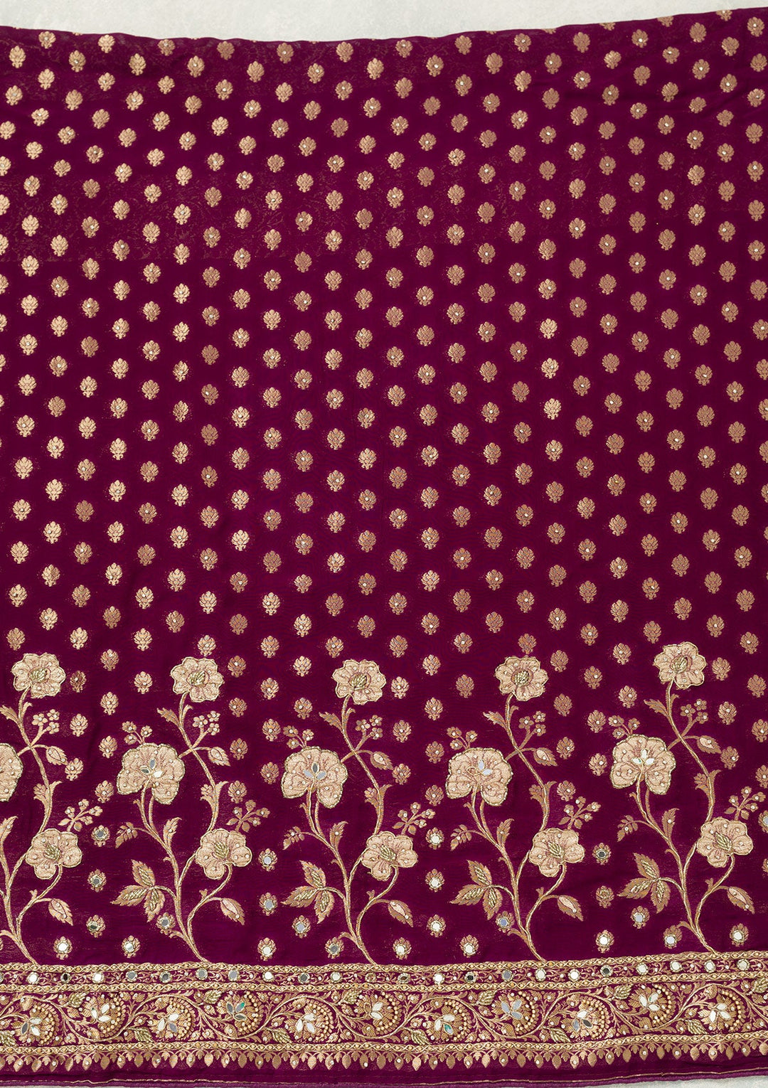 Purple Stonework (Gold) Dola Silk Unstitched Salwar Suit