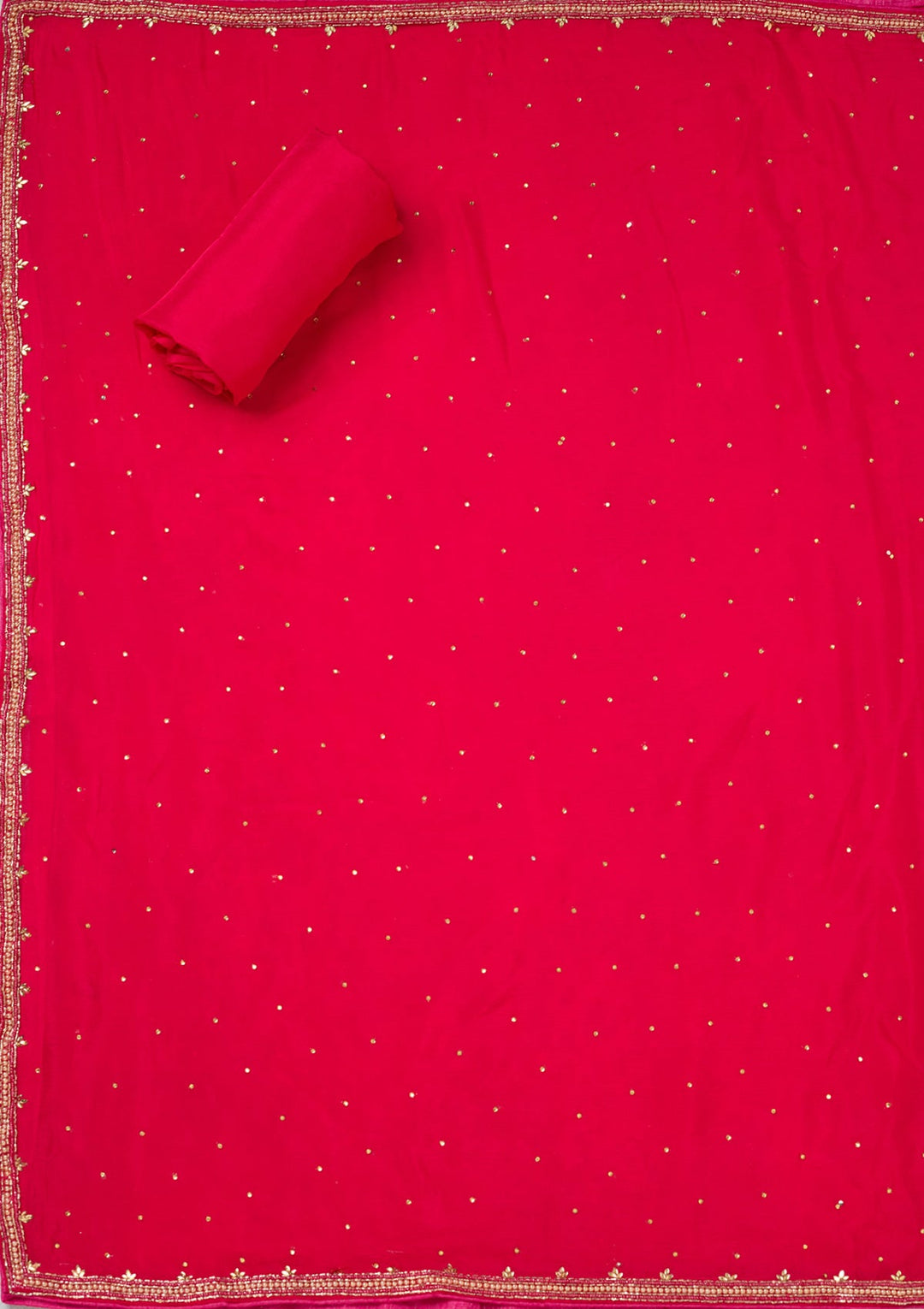 Rani Pink Stonework (Silver) Georgette Unstitched Salwar Suit