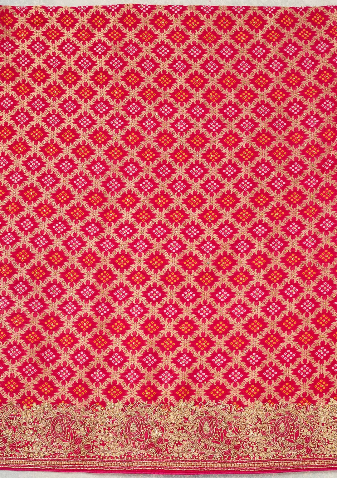 Rani Pink Stonework (Silver) Georgette Unstitched Salwar Suit