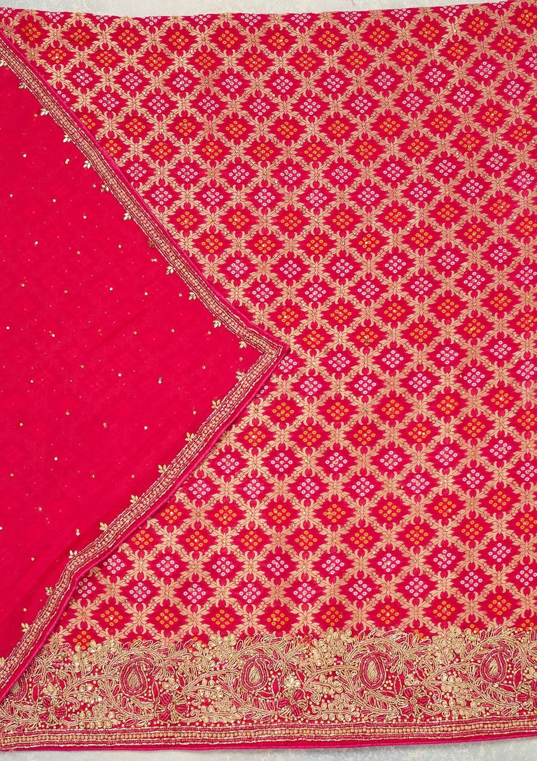 Rani Pink Stonework (Silver) Georgette Unstitched Salwar Suit