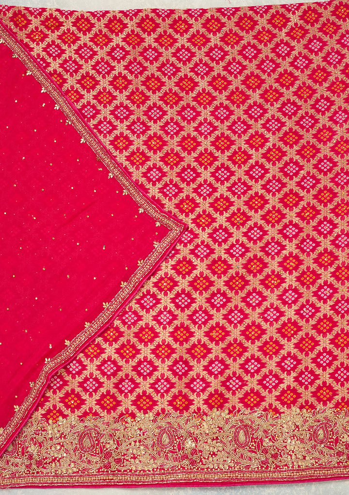 Rani Pink Stonework (Silver) Georgette Unstitched Salwar Suit