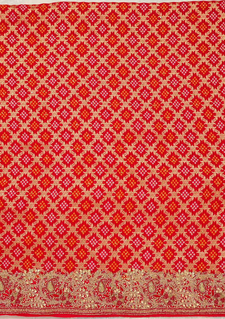 Red Stonework (Silver) Georgette Unstitched Salwar Suit