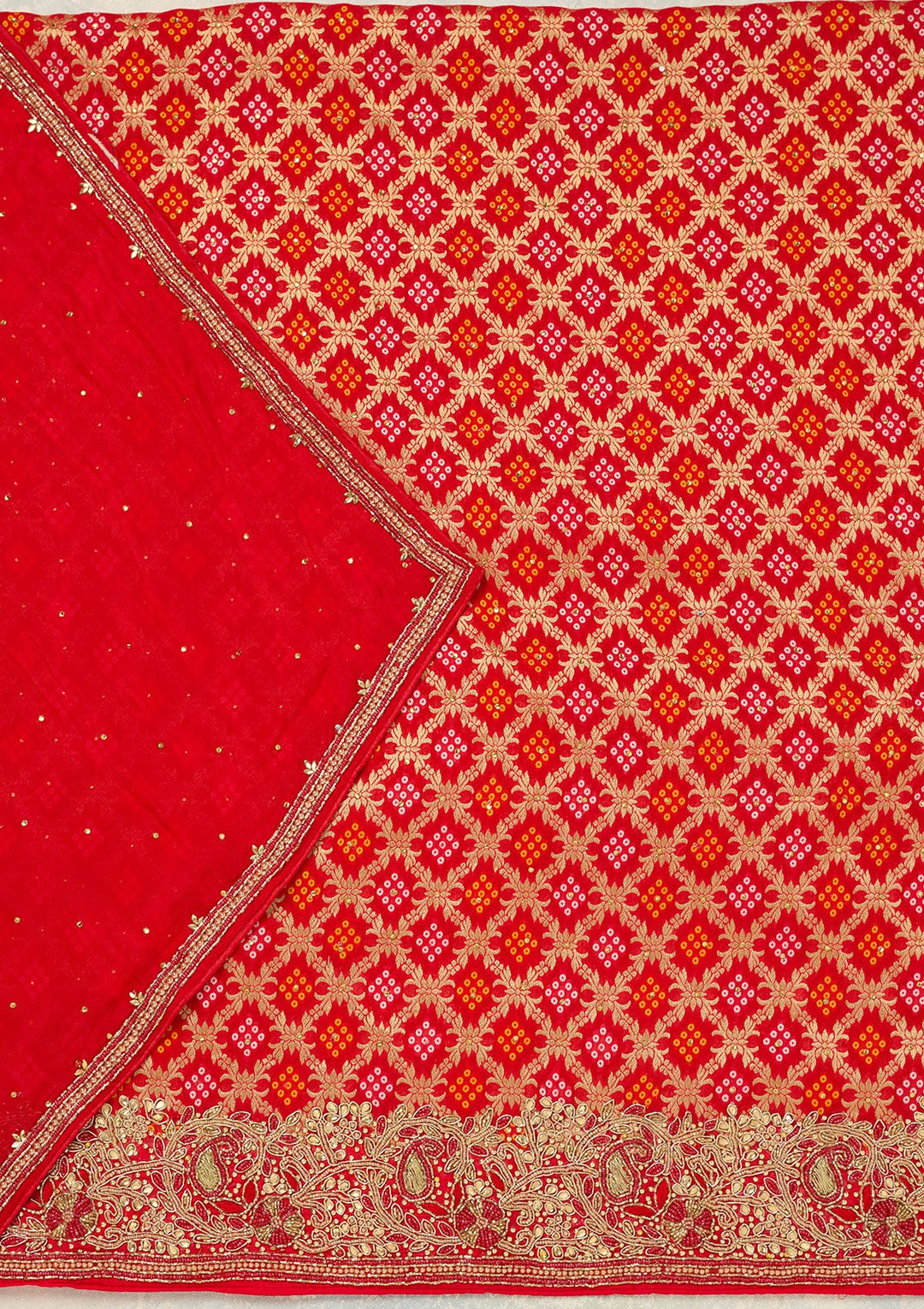 Red Stonework (Silver) Georgette Unstitched Salwar Suit