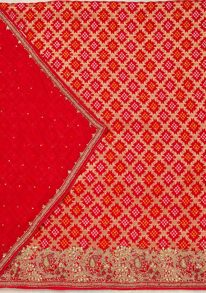 Red Stonework (Silver) Georgette Unstitched Salwar Suit