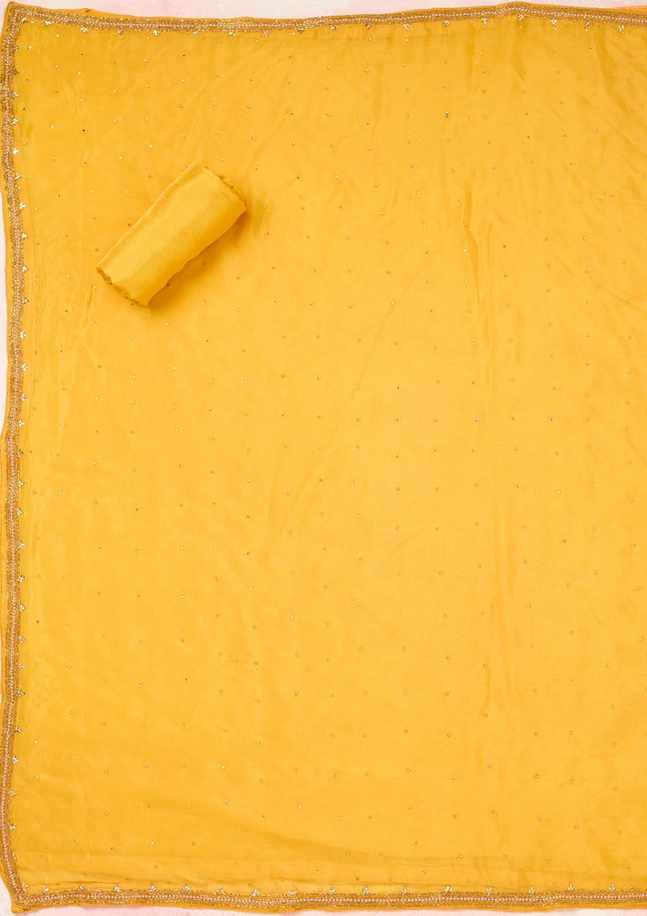 Yellow Stonework (Silver) Georgette Unstitched Salwar Suit