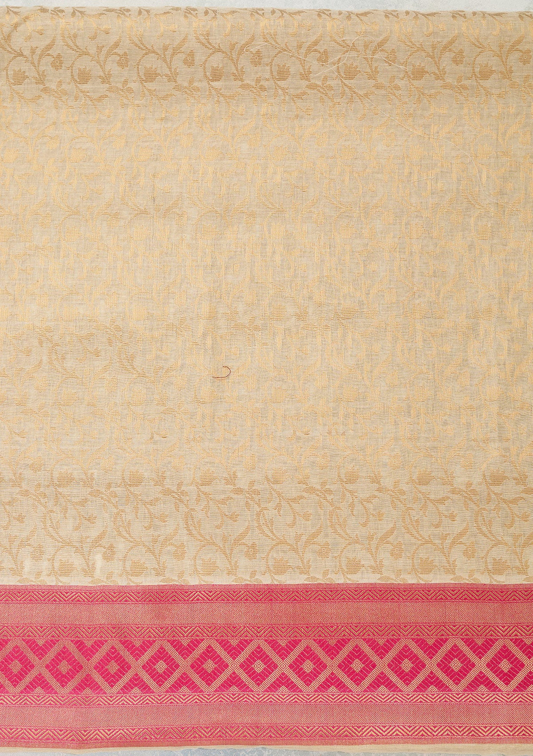 Cream Zariwork (Gold) Banarasi Unstitched Salwar Suit-Koskii