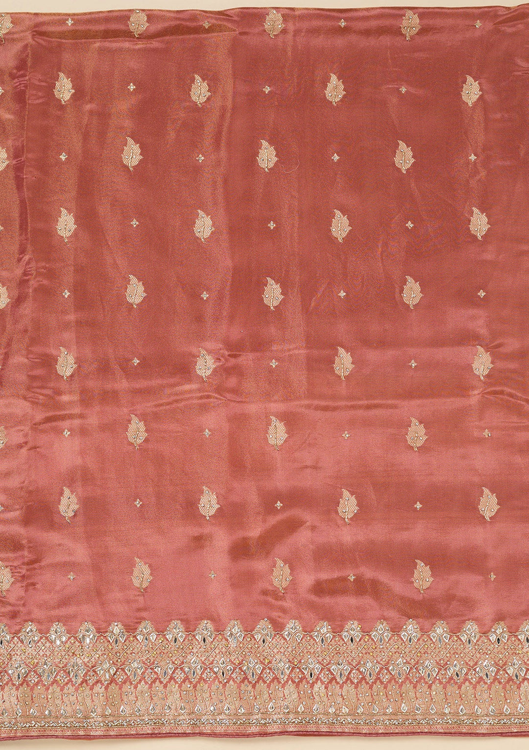 Onion Pink Stonework Dola Silk Unstitched Salwar Suit-Koskii