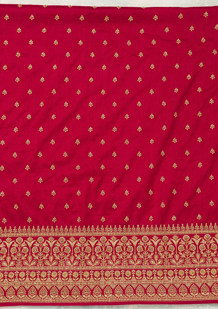 Rani Pink Cording Soft Raw Silk Unstitched Salwar Suit