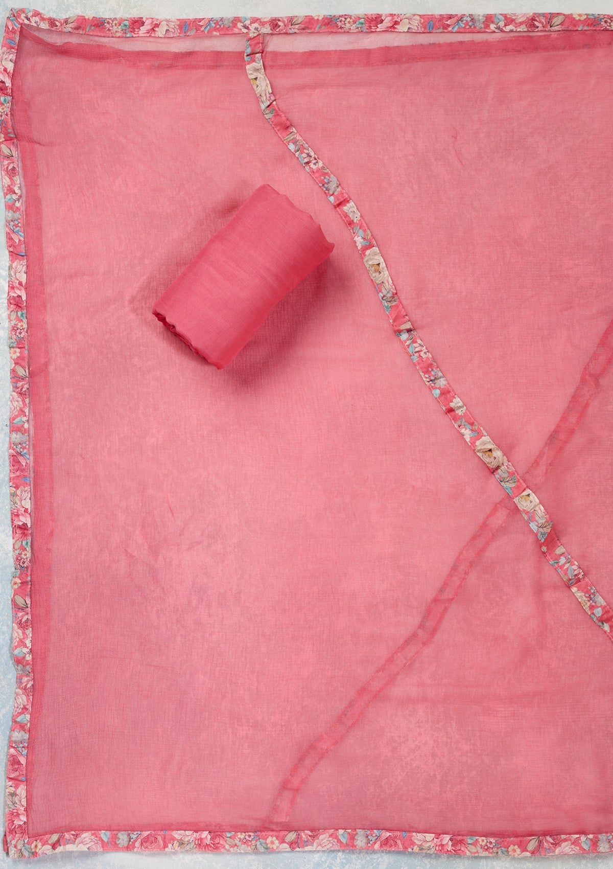Pink Threadwork Cotton Unstitched Salwar Suit-Koskii