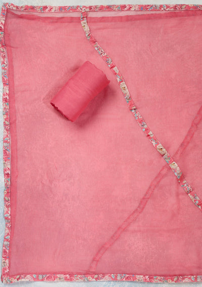 Pink Threadwork Cotton Unstitched Salwar Suit-Koskii