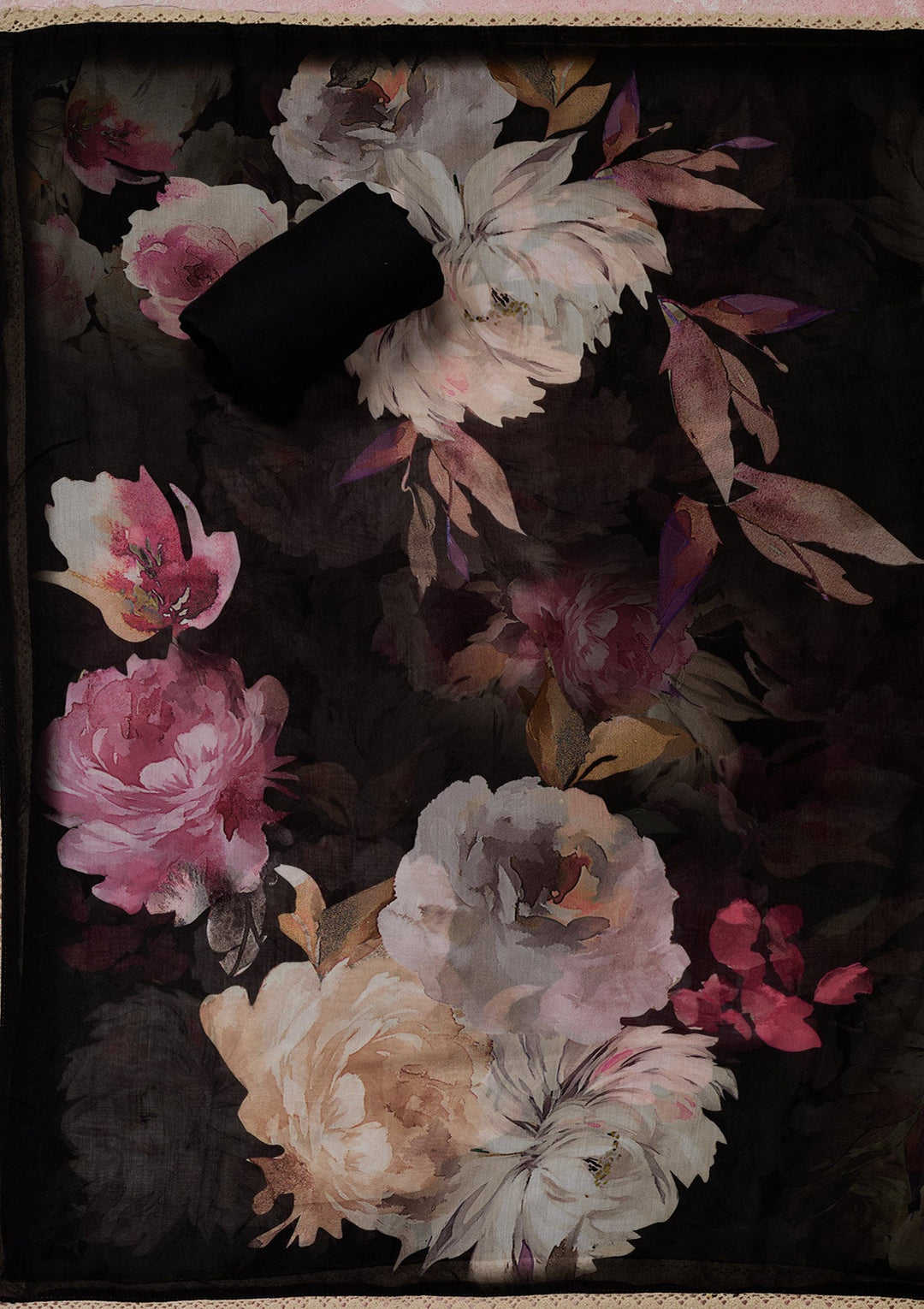 Black Threadwork Cotton Unstitched Salwar Suit-Koskii