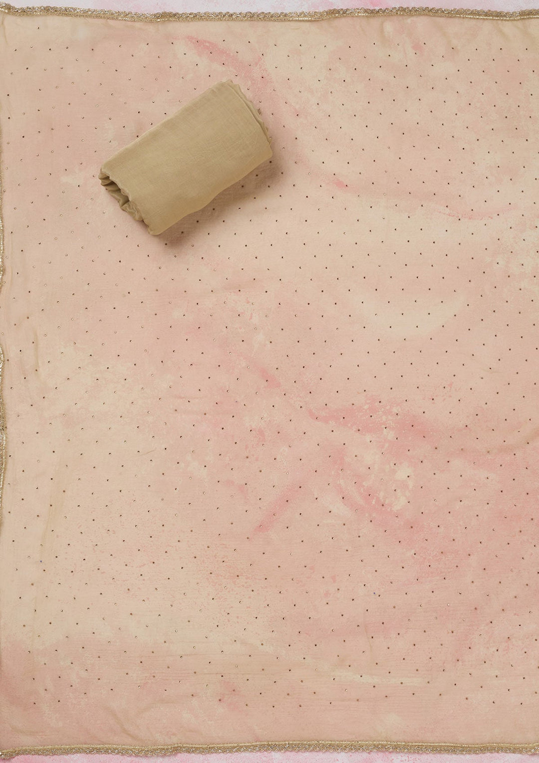 Beige Threadwork Semi Crepe Unstitched Salwar Suit-koskii