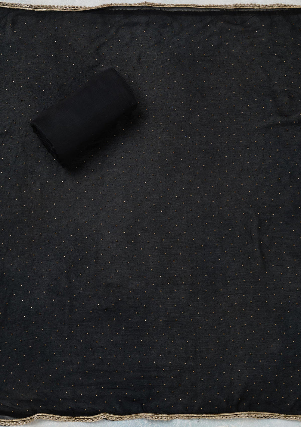 Black Threadwork Semi Crepe Unstitched Salwar Suit-koskii