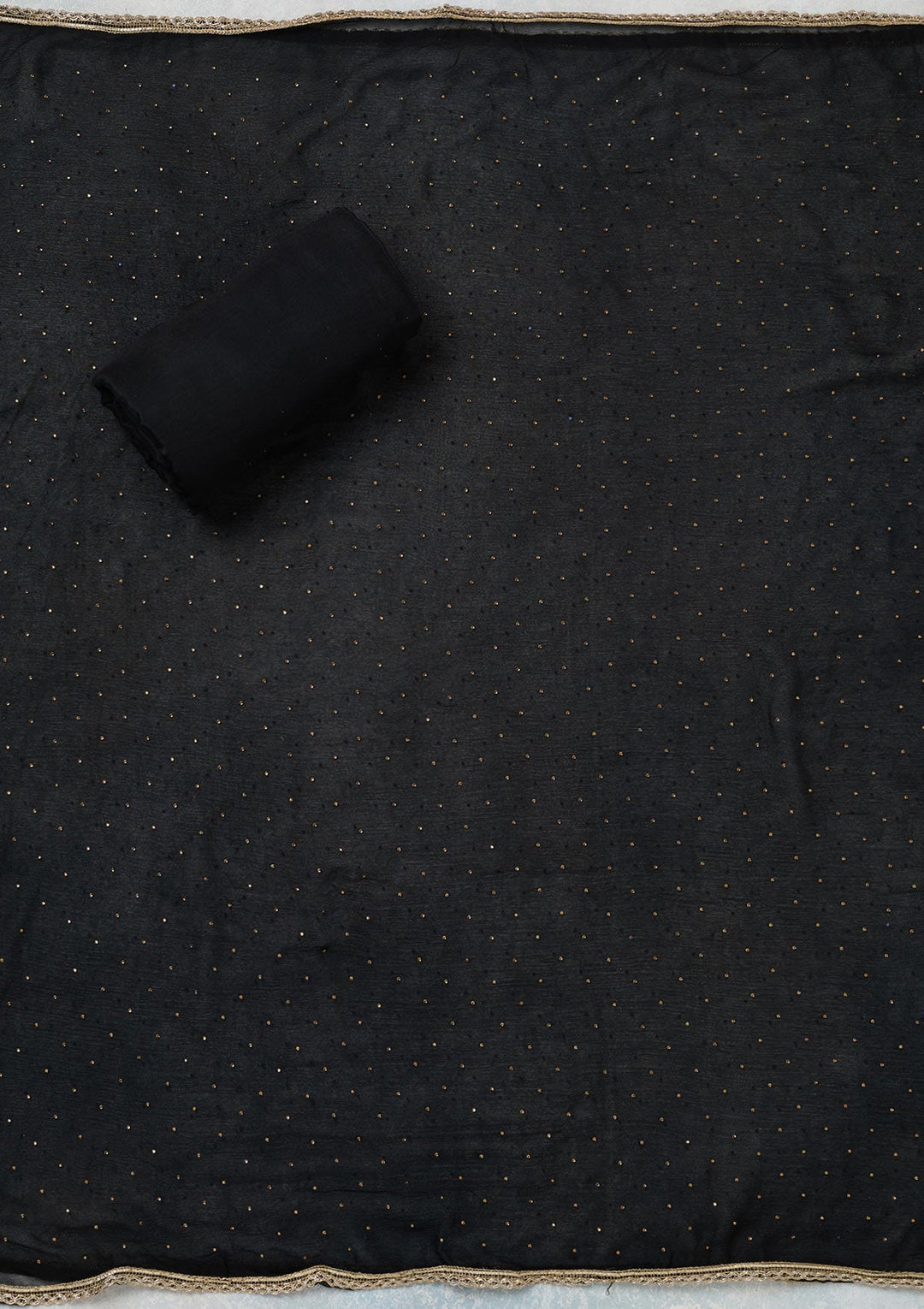 Black Threadwork Semi Crepe Unstitched Salwar Suit-koskii