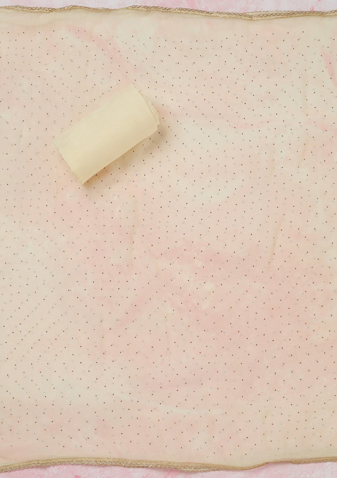 Cream Threadwork Semi Crepe Unstitched Salwar Suit-koskii