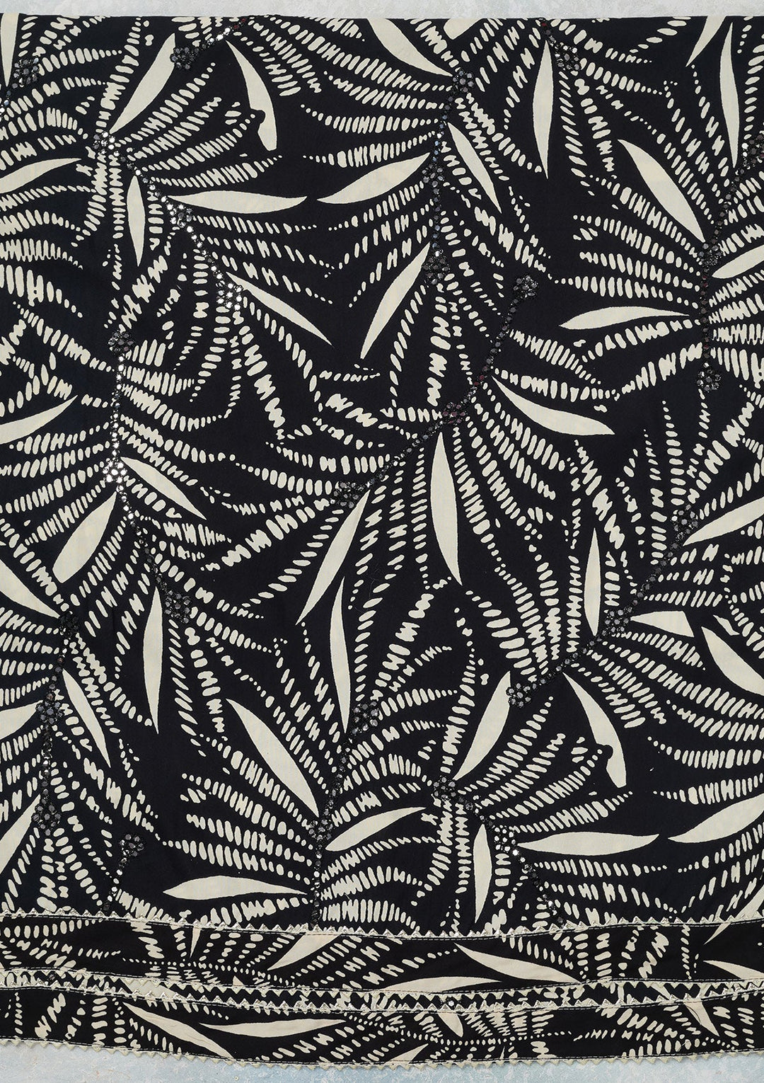 Cream Threadwork Cotton Unstitched Salwar Suit-koskii