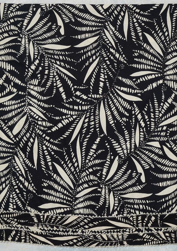 Cream Threadwork Cotton Unstitched Salwar Suit-koskii