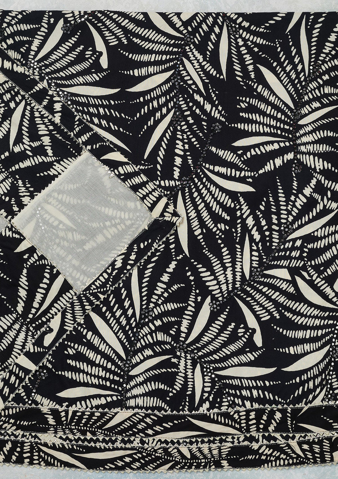 Cream Threadwork Cotton Unstitched Salwar Suit-koskii