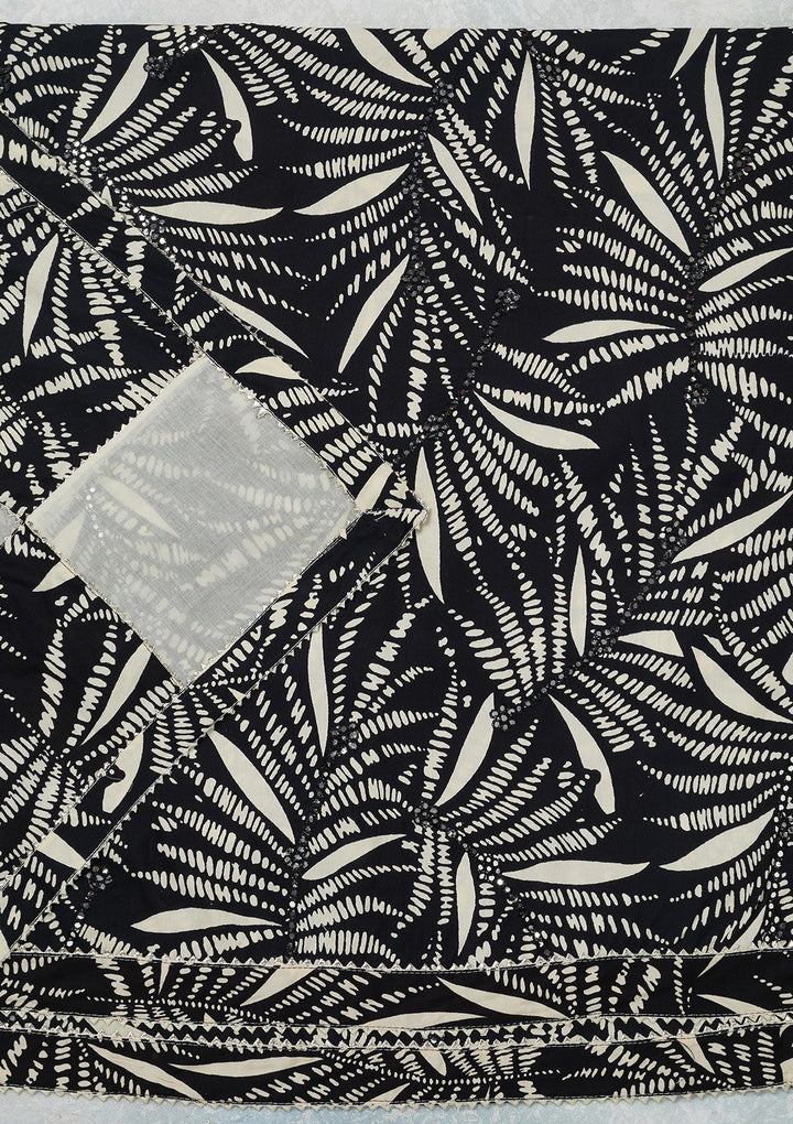 Cream Threadwork Cotton Unstitched Salwar Suit-koskii