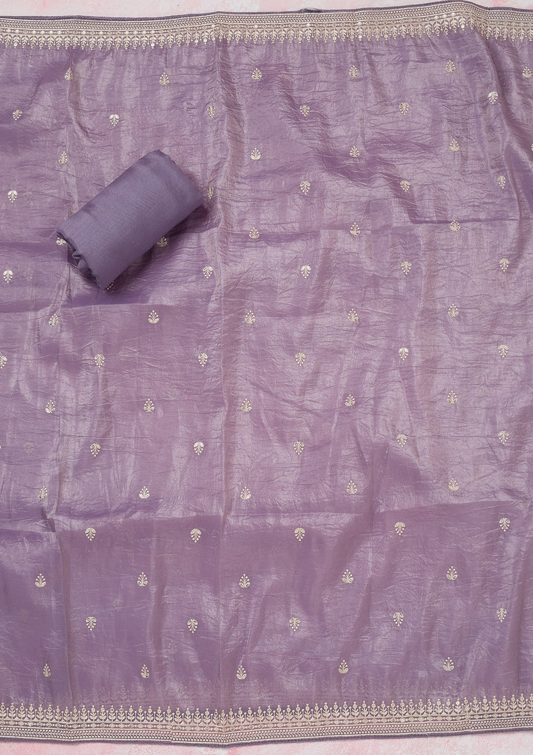 Lavender Threadwork Semi Crepe Unstitched Salwar Suit-koskii