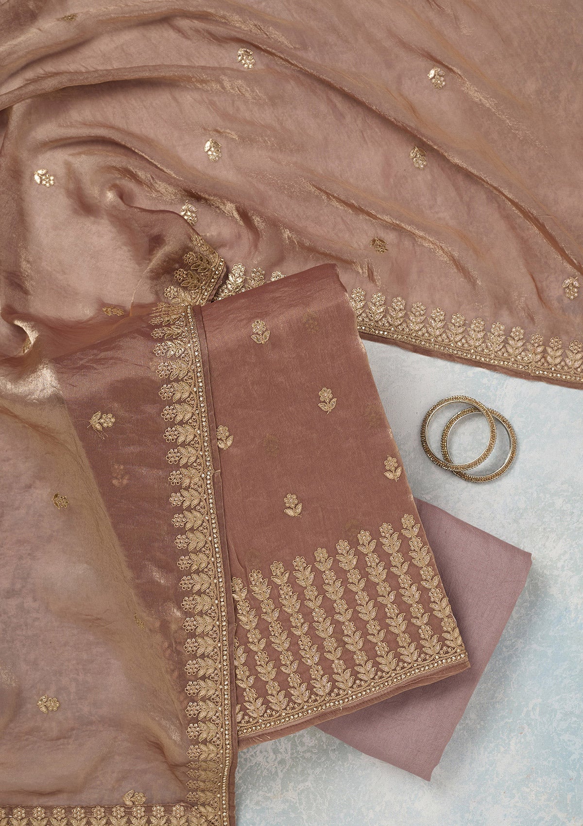 Mauve Gotapatti Semi Crepe Unstitched Salwar Suit_koskii