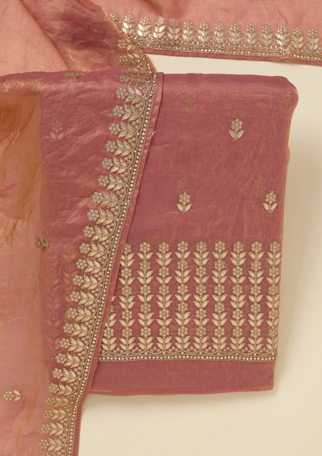 Onion Pink Gotapatti Semi Crepe Unstitched Salwar Suit_koskii