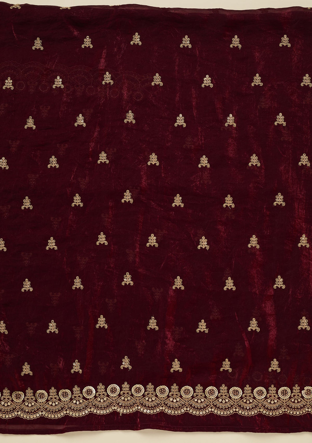 Maroon Cording Organza Unstitched Salwar Suit_koskii
