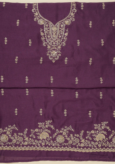 Purple Cording Organza Unstitched Salwar Suit_koskii