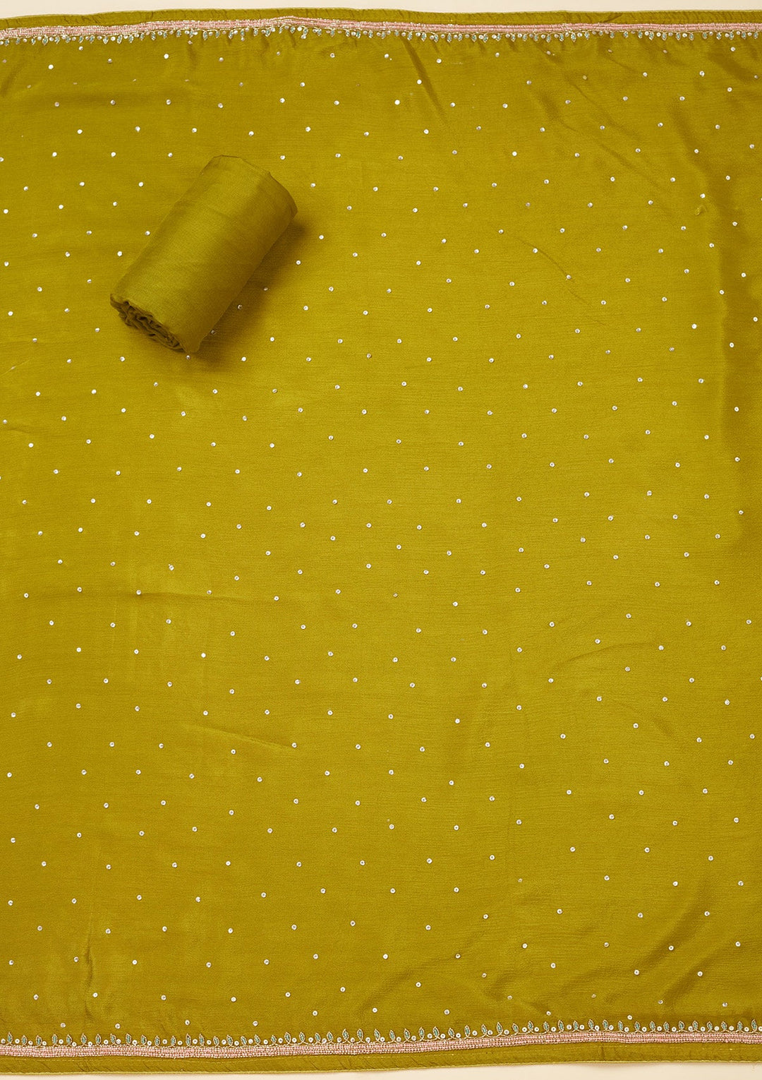 Mehandi Green Stonework (Silver) Semi Crepe Unstitched Salwar Suit