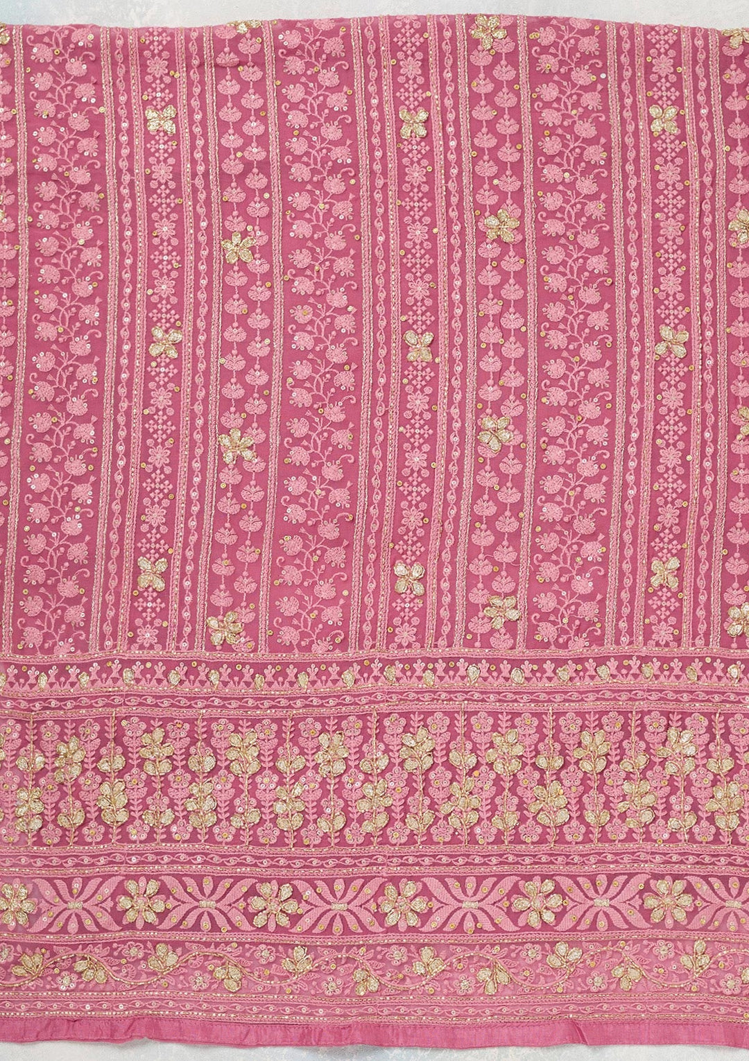 Pink Aariwork Georgette Unstitched Salwar Suit