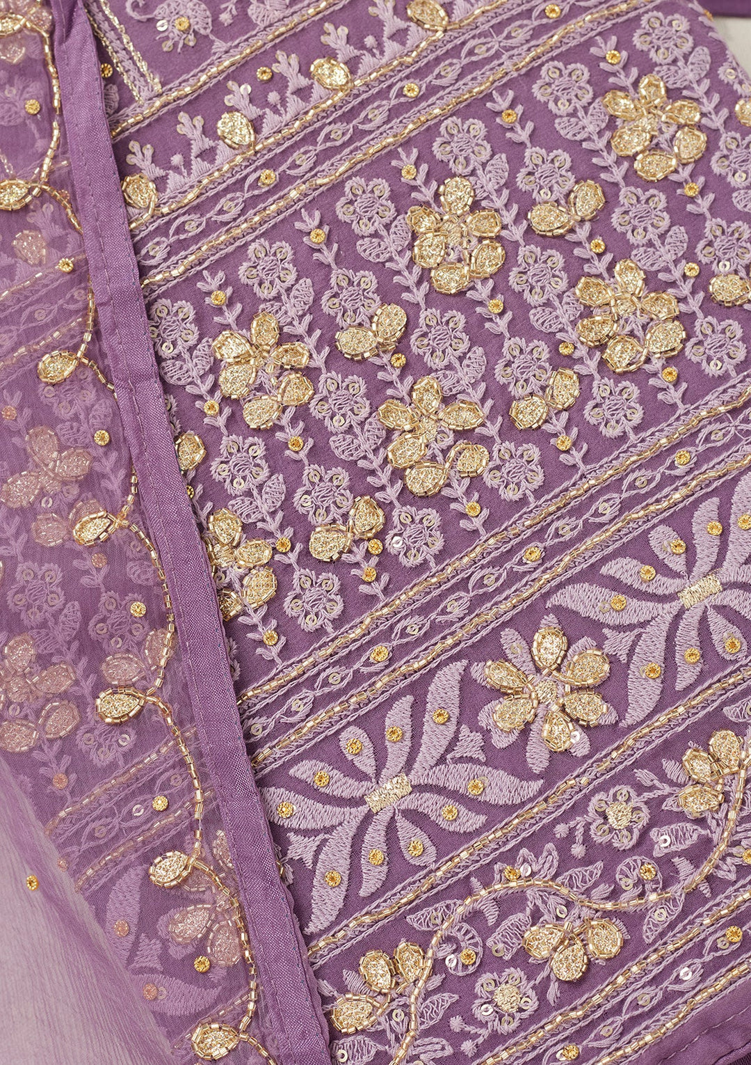 Purple Aariwork Georgette Unstitched Salwar Suit