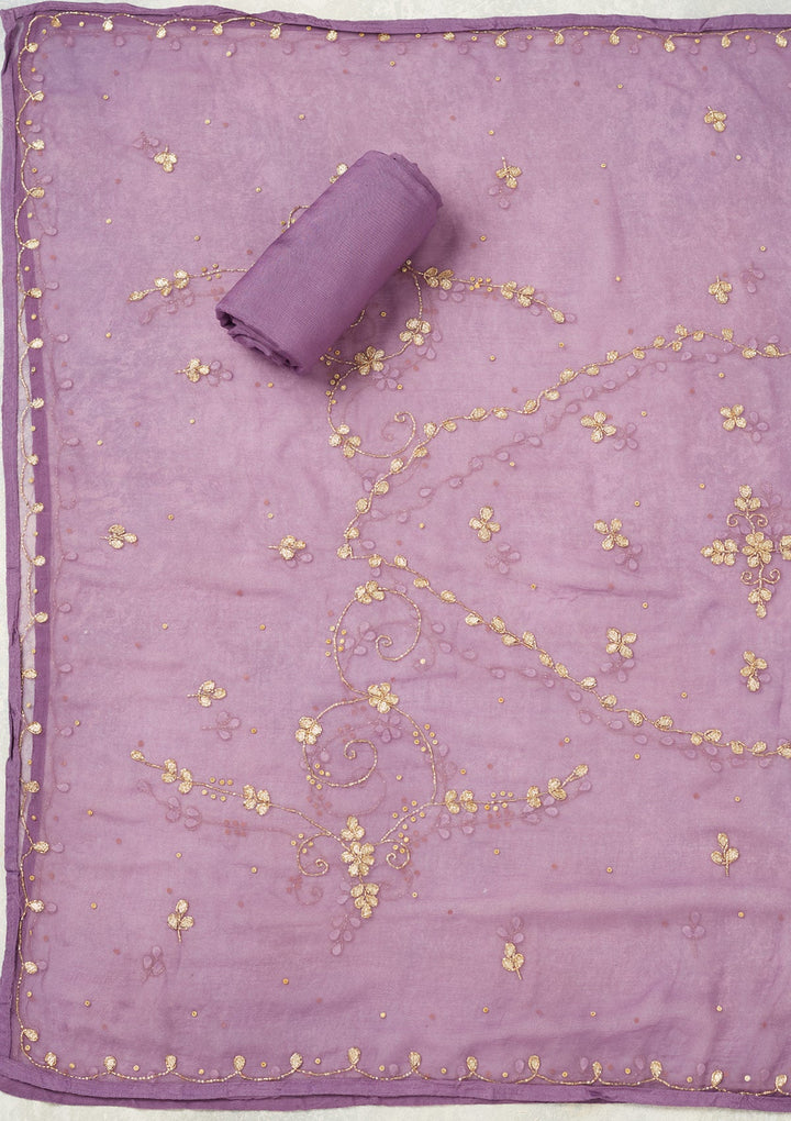Purple Aariwork Georgette Unstitched Salwar Suit