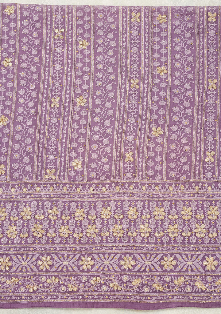 Purple Aariwork Georgette Unstitched Salwar Suit