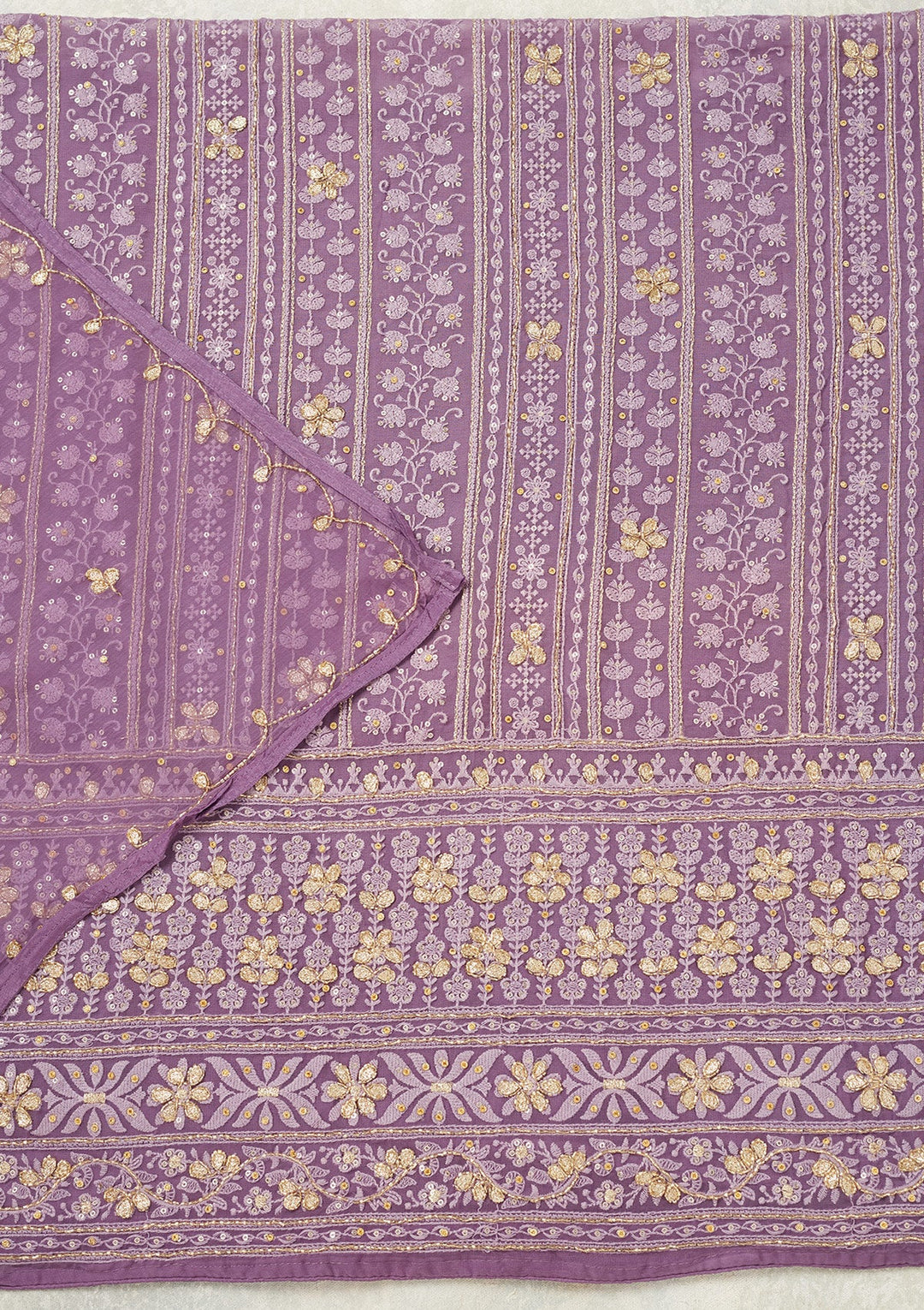 Purple Aariwork Georgette Unstitched Salwar Suit