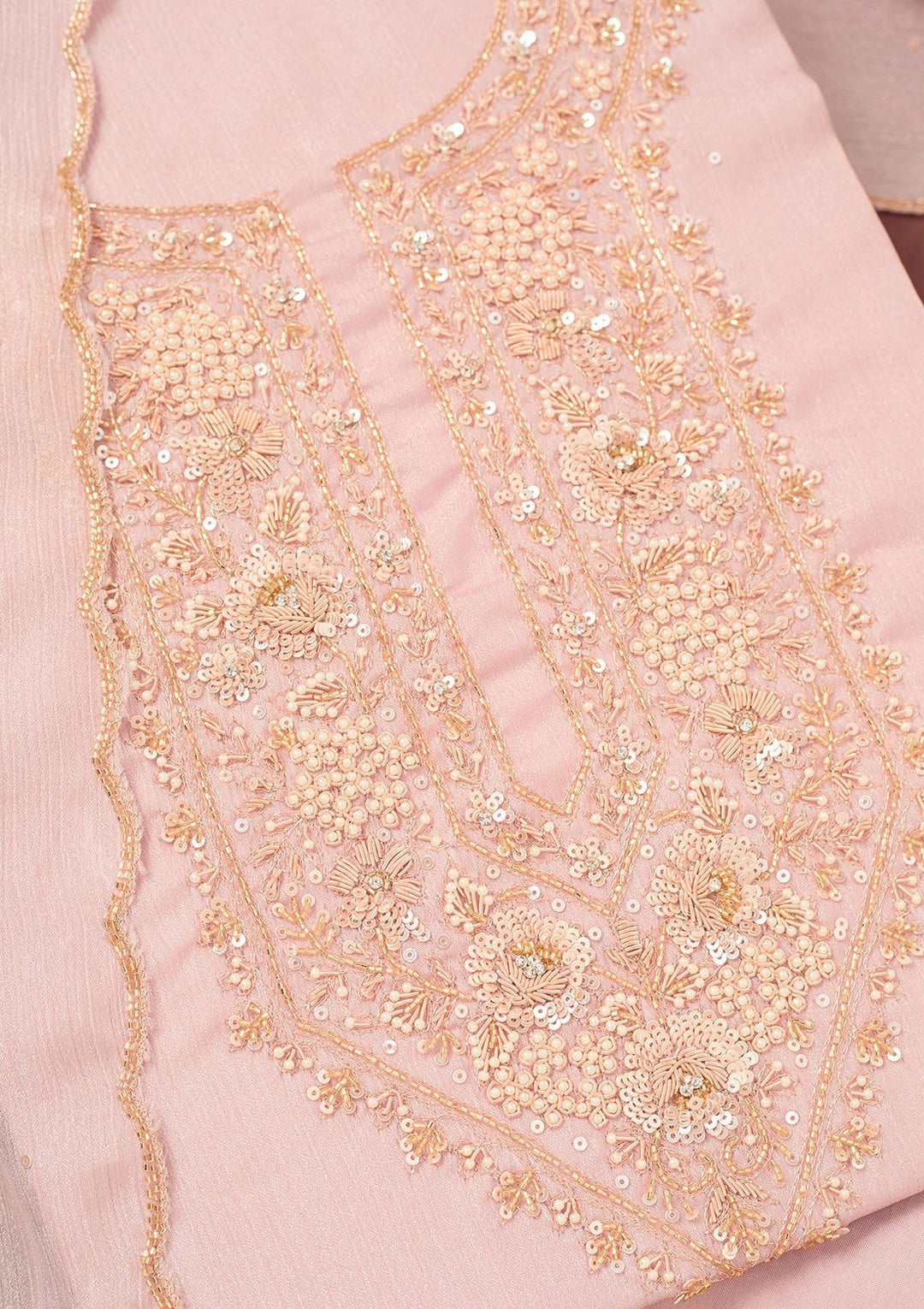 Lavender Cutdana Semi Crepe Unstitched Salwar Suit-Koskii