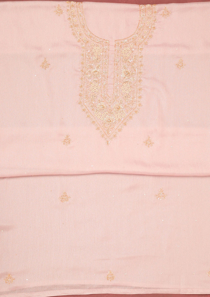 Lavender Cutdana Semi Crepe Unstitched Salwar Suit-Koskii