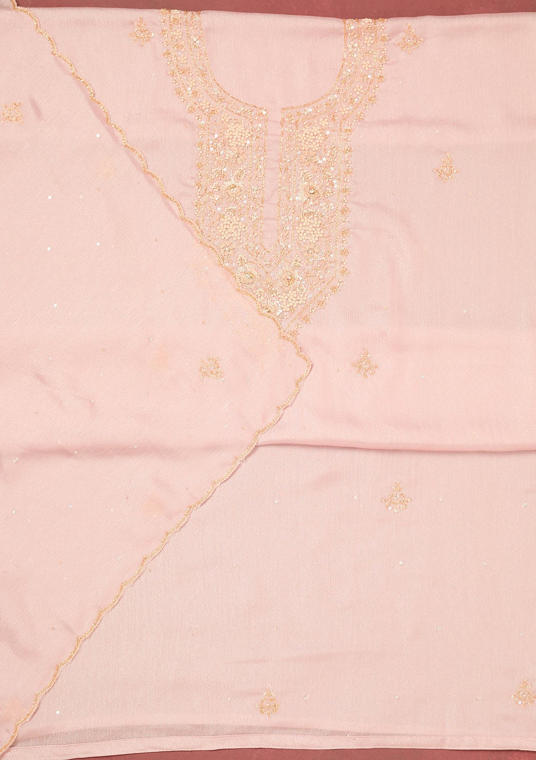 Lavender Cutdana Semi Crepe Unstitched Salwar Suit-Koskii