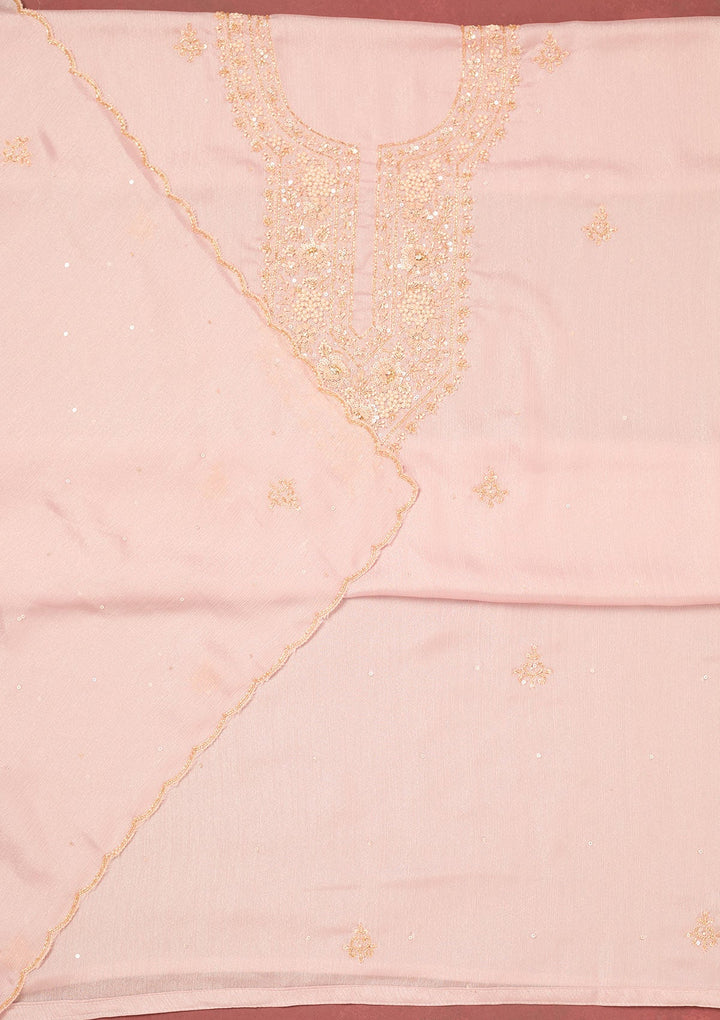 Lavender Cutdana Semi Crepe Unstitched Salwar Suit-Koskii