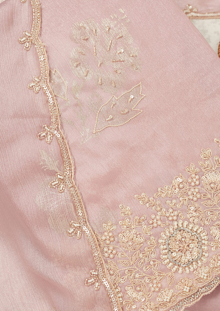 Lavender Cutdana Chinon Unstitched Salwar Suit