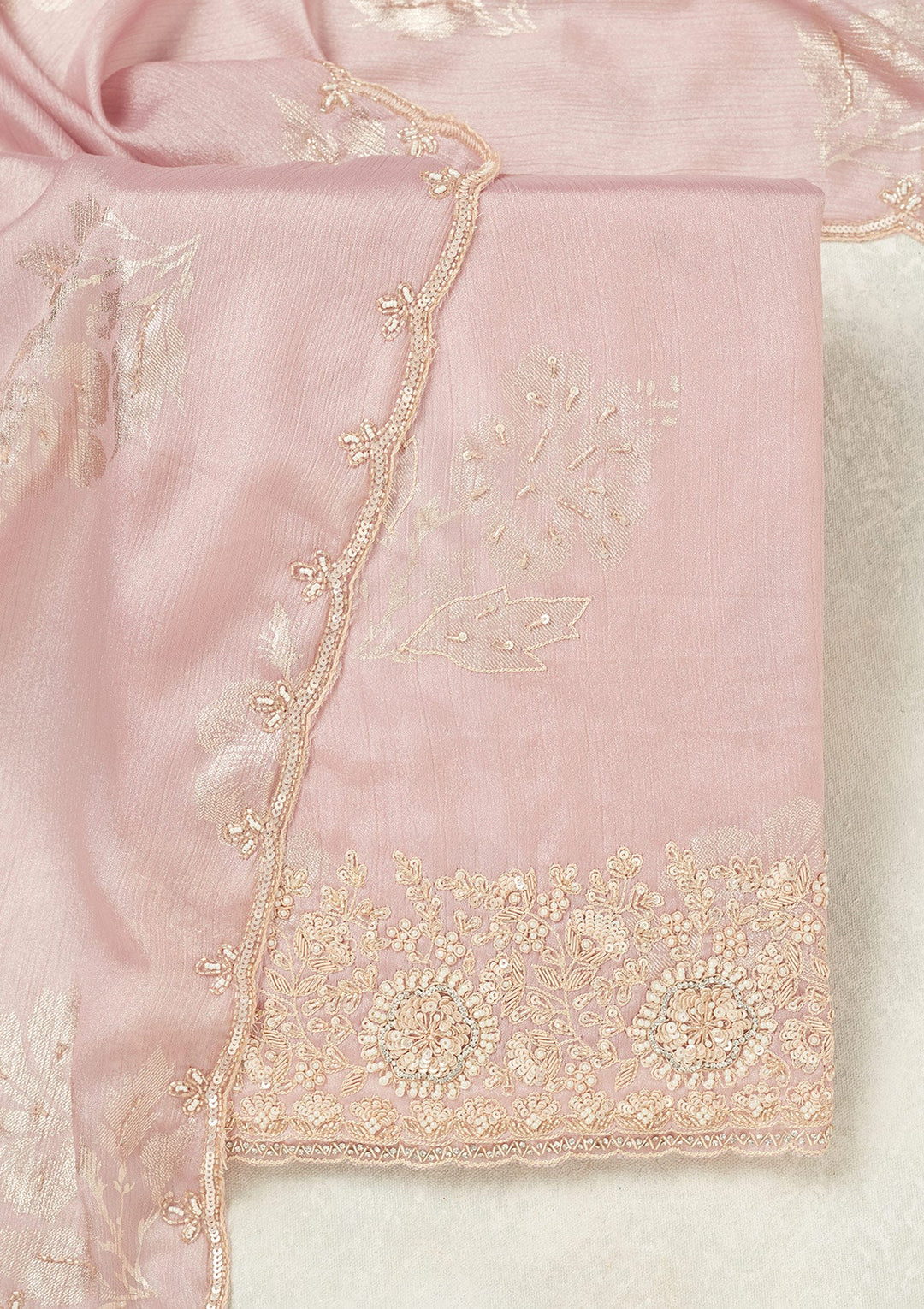 Lavender Cutdana Chinon Unstitched Salwar Suit