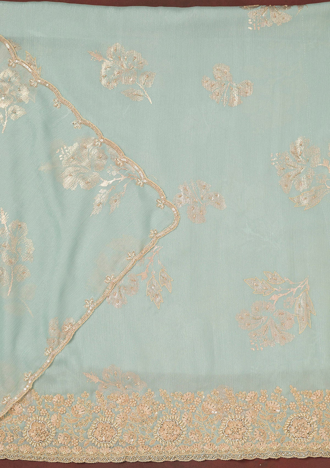 Sky Blue Cutdana Chinon Unstitched Salwar Suit-Koskii