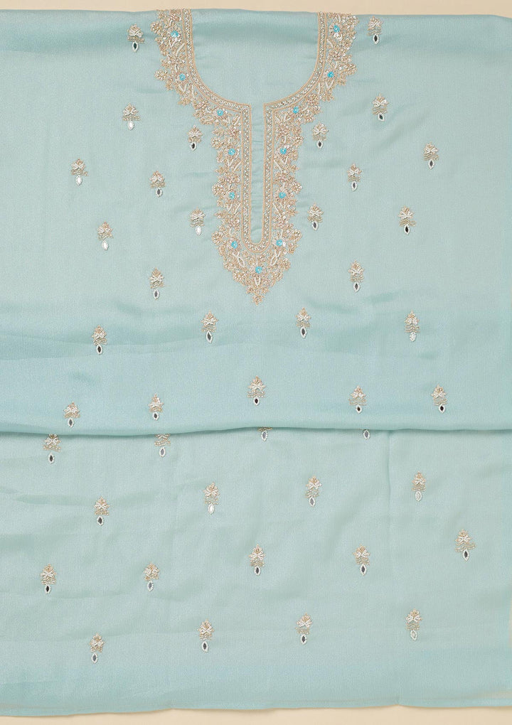 Sky Blue Cutdana Chinon Unstitched Salwar Suit