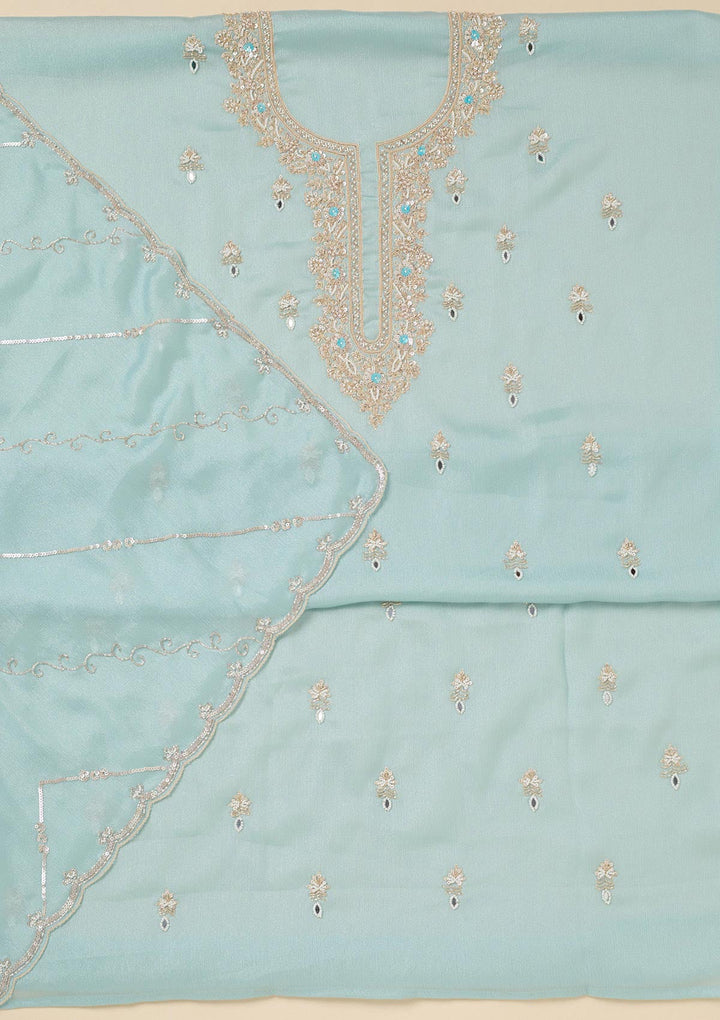 Sky Blue Cutdana Chinon Unstitched Salwar Suit