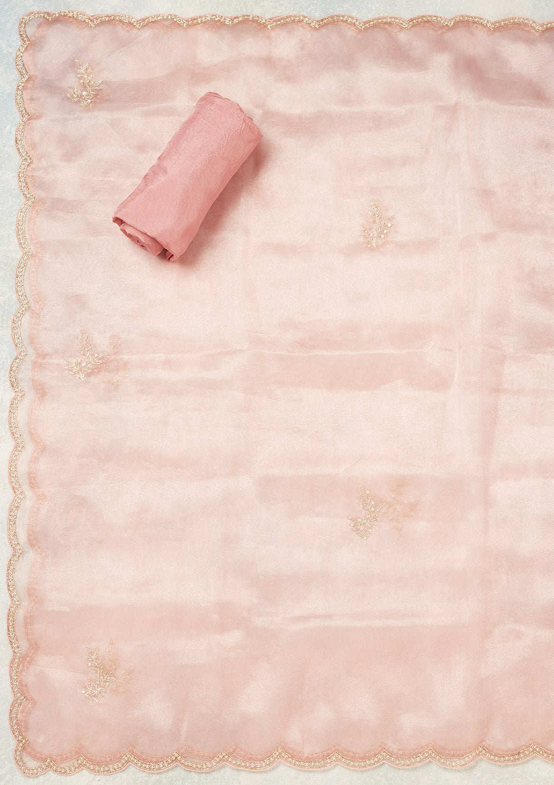 Pink Zardozi (Gold) Organza Unstitched Salwar Suit