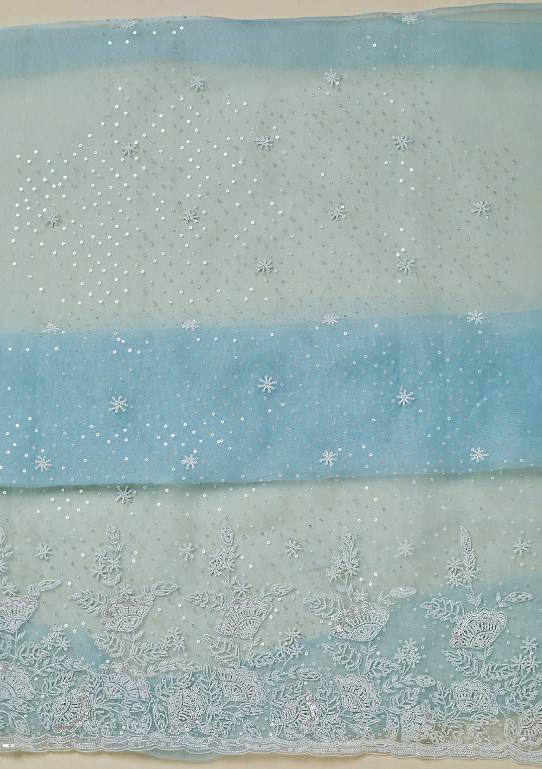 Sky Blue Cutdana Organza Unstitched Salwar Suit-koskii