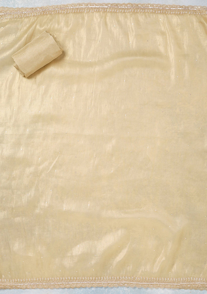 Gold Zariwork Tissue Unstitched Salwar Suit-koskii