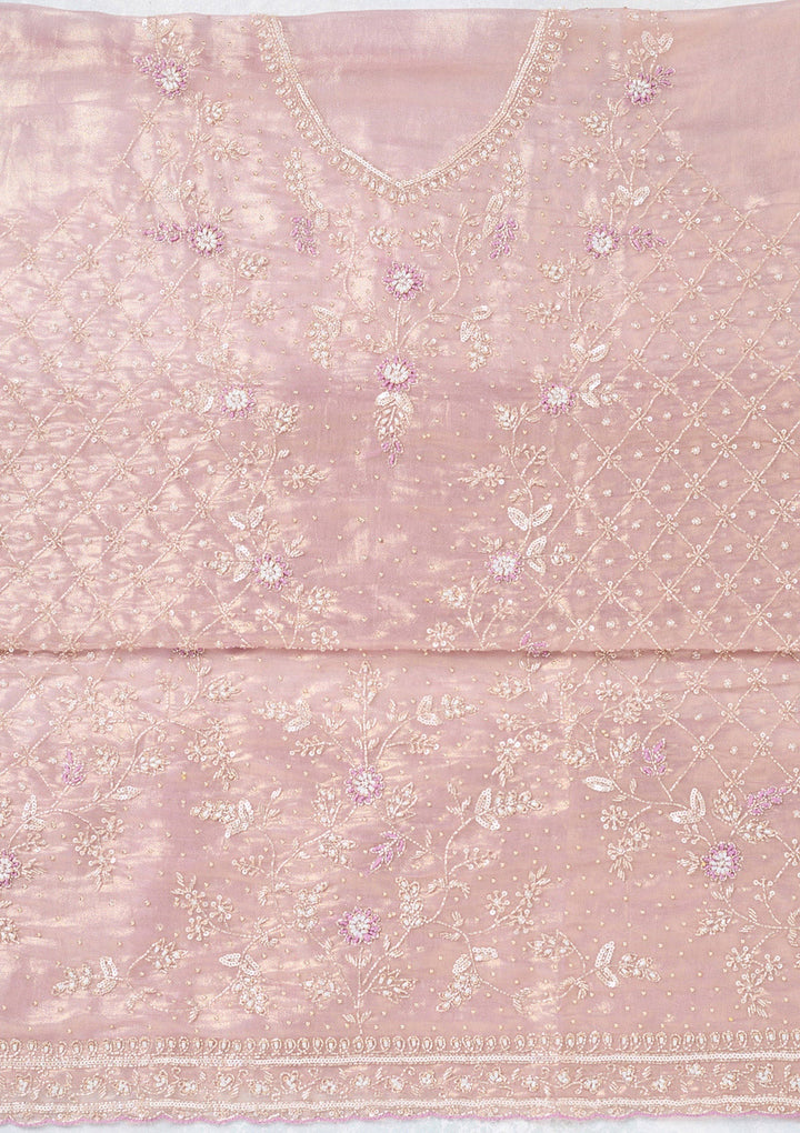 Lavender Zariwork Tissue Unstitched Salwar Suit-koskii