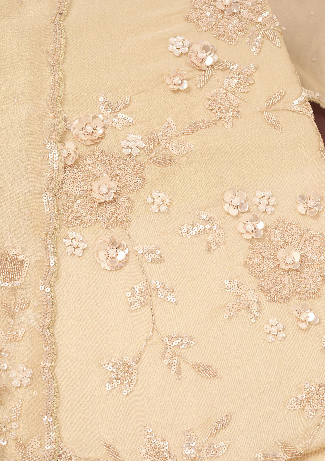 Gold Cutdana Organza Unstitched Salwar Suit-Koskii