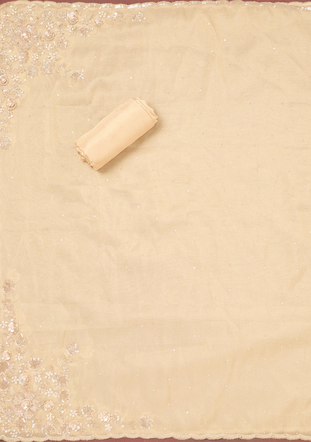 Gold Cutdana Organza Unstitched Salwar Suit-Koskii