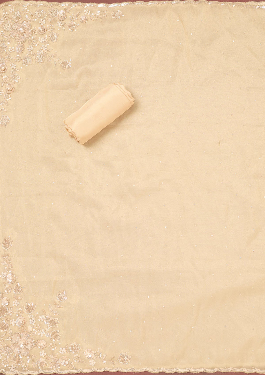 Gold Cutdana Organza Unstitched Salwar Suit-Koskii